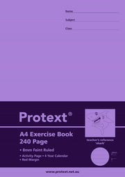 Protext Exercise Book - A4 8mm + Margin Ruled Polypropylene (PP) Cover: 240pg (Single)