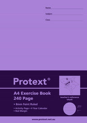 Protext Exercise Book - A4 8mm + Margin Ruled Polypropylene (PP) Cover: 240pg (Pack of 5)