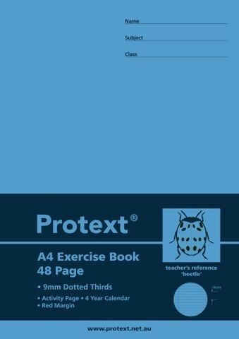 Protext Exercise Book A4 48PG: 9mm Dotted Thirds (Beetle)