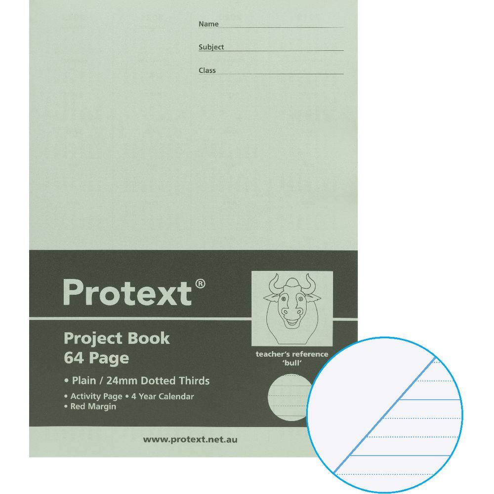 Protext Project Book - 64 PG: Plain/ 24mm Dotted Thirds (Bull):  330x240mm