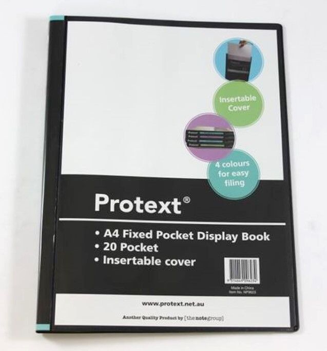 Protext Display Book - A4 (20 Page) Fixed Insert Cover/Spine: Black