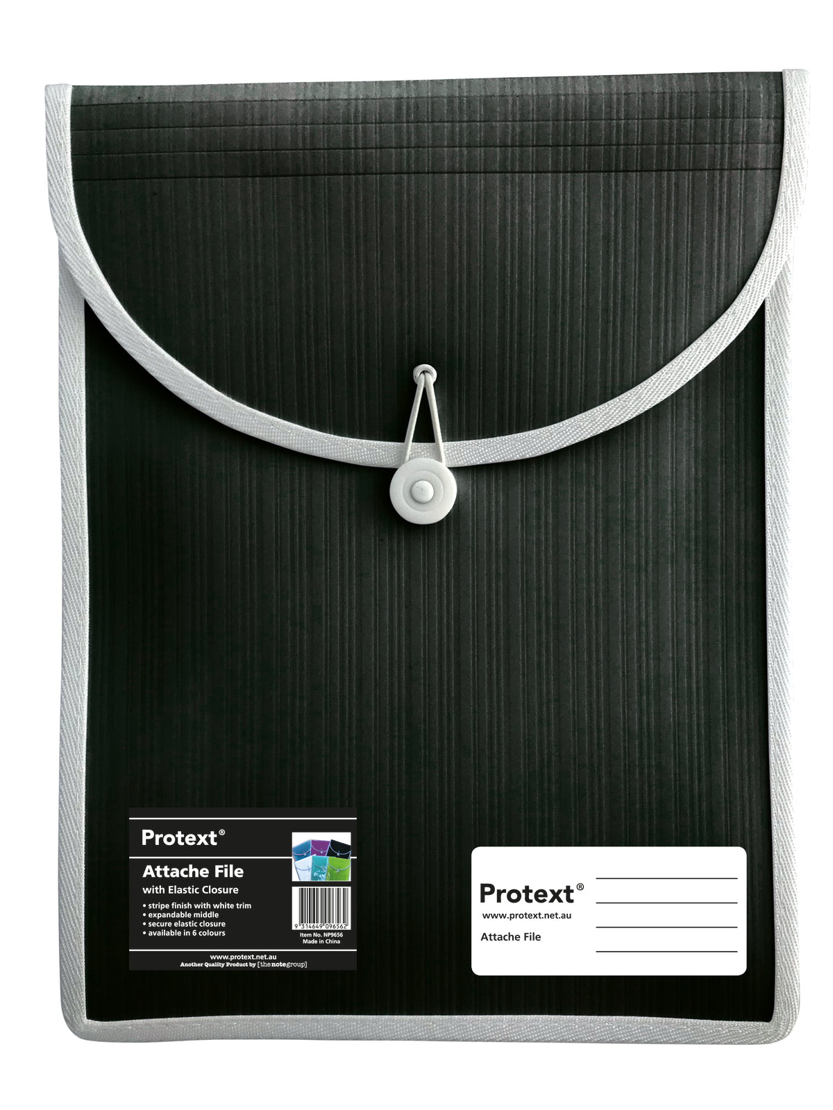 Protext Attache Case File with Elastic Closure: Black