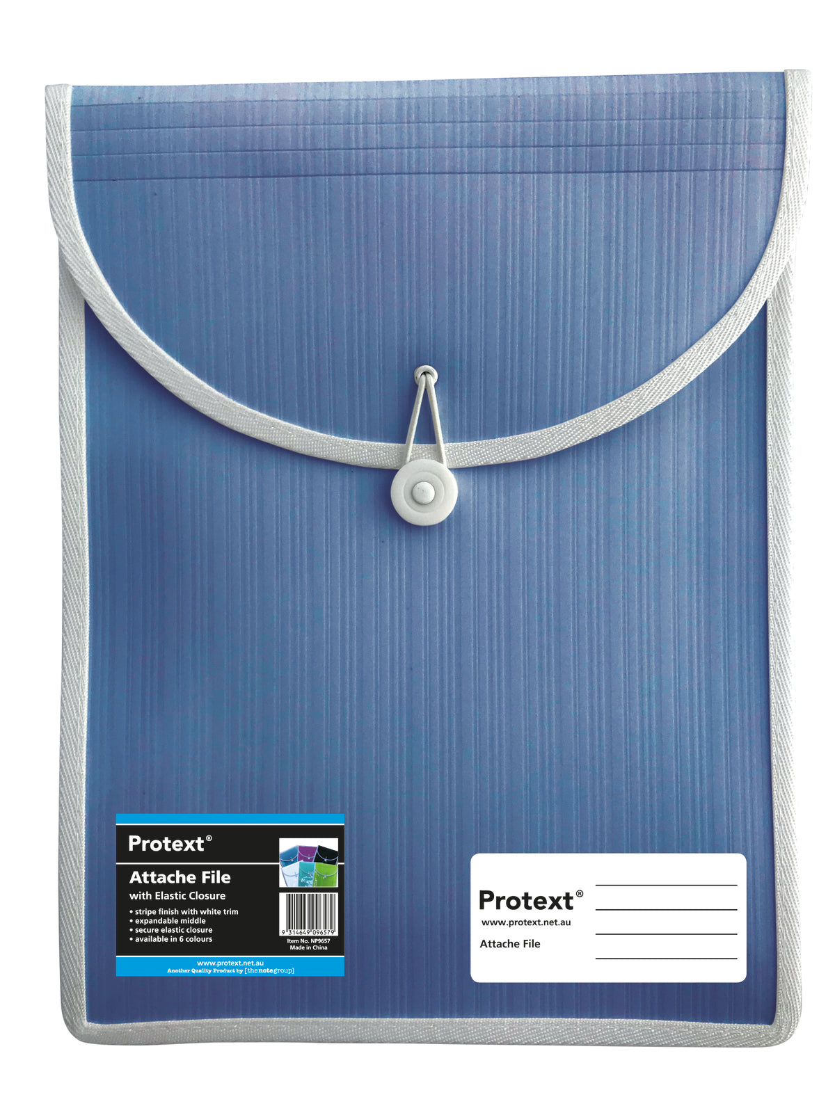 Protext Attache Case File with Elastic Closure: Blue