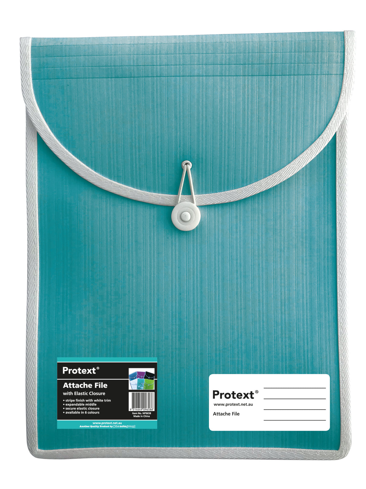 Protext Attache Case File with Elastic Closure: Aqua