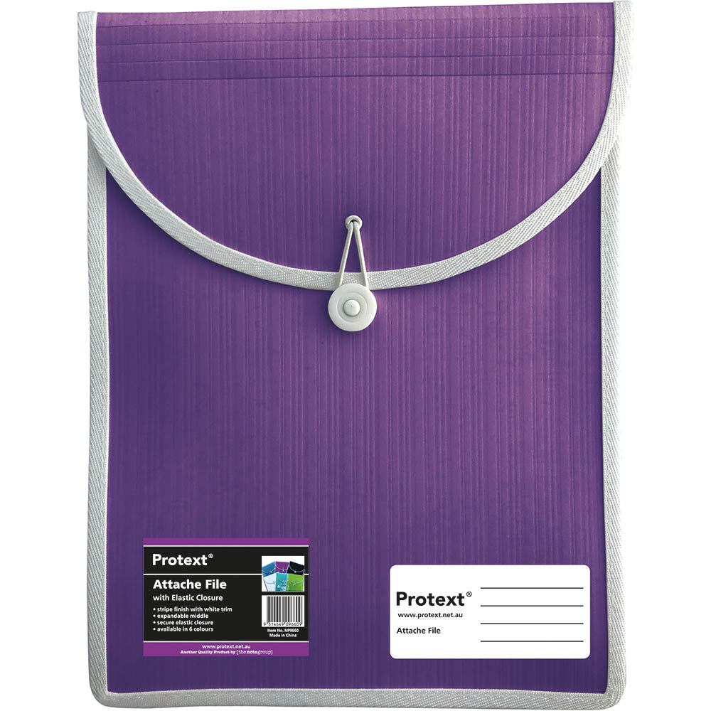 Protext Attache Case File with Elastic Closure: Purple