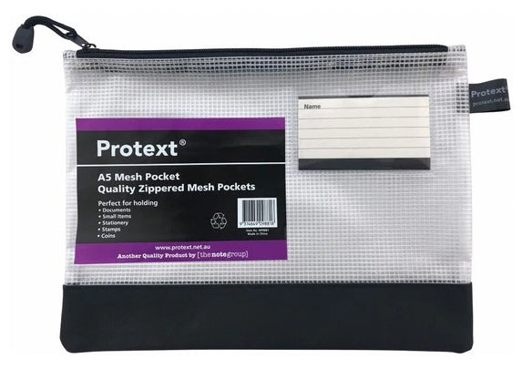 Protext A5 Mesh Pouch With Assorted Zipper & Name Card Holder