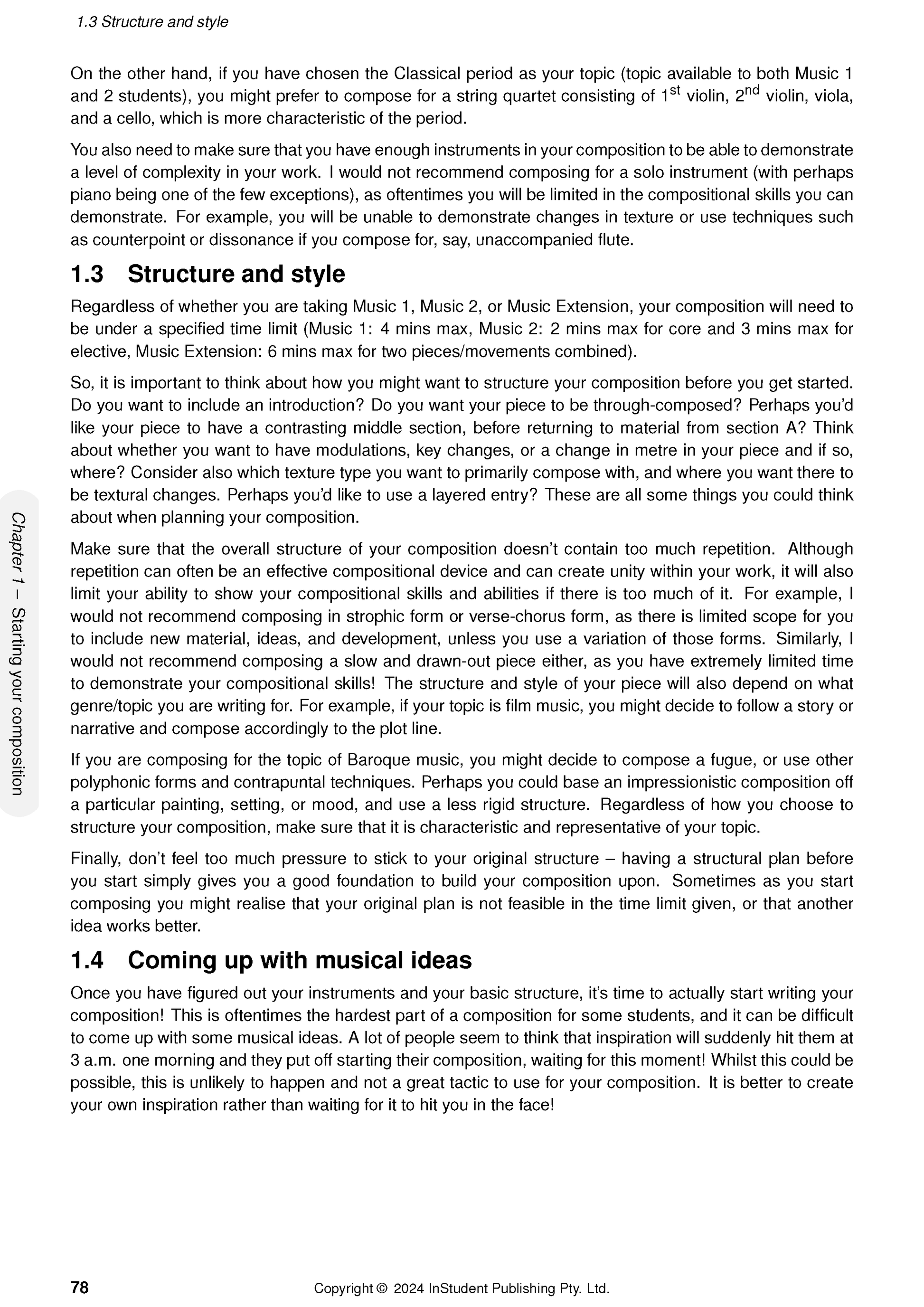 White page Course Notes by ATAR Notes, displaying black text and the heading "1.3 Structure and style".