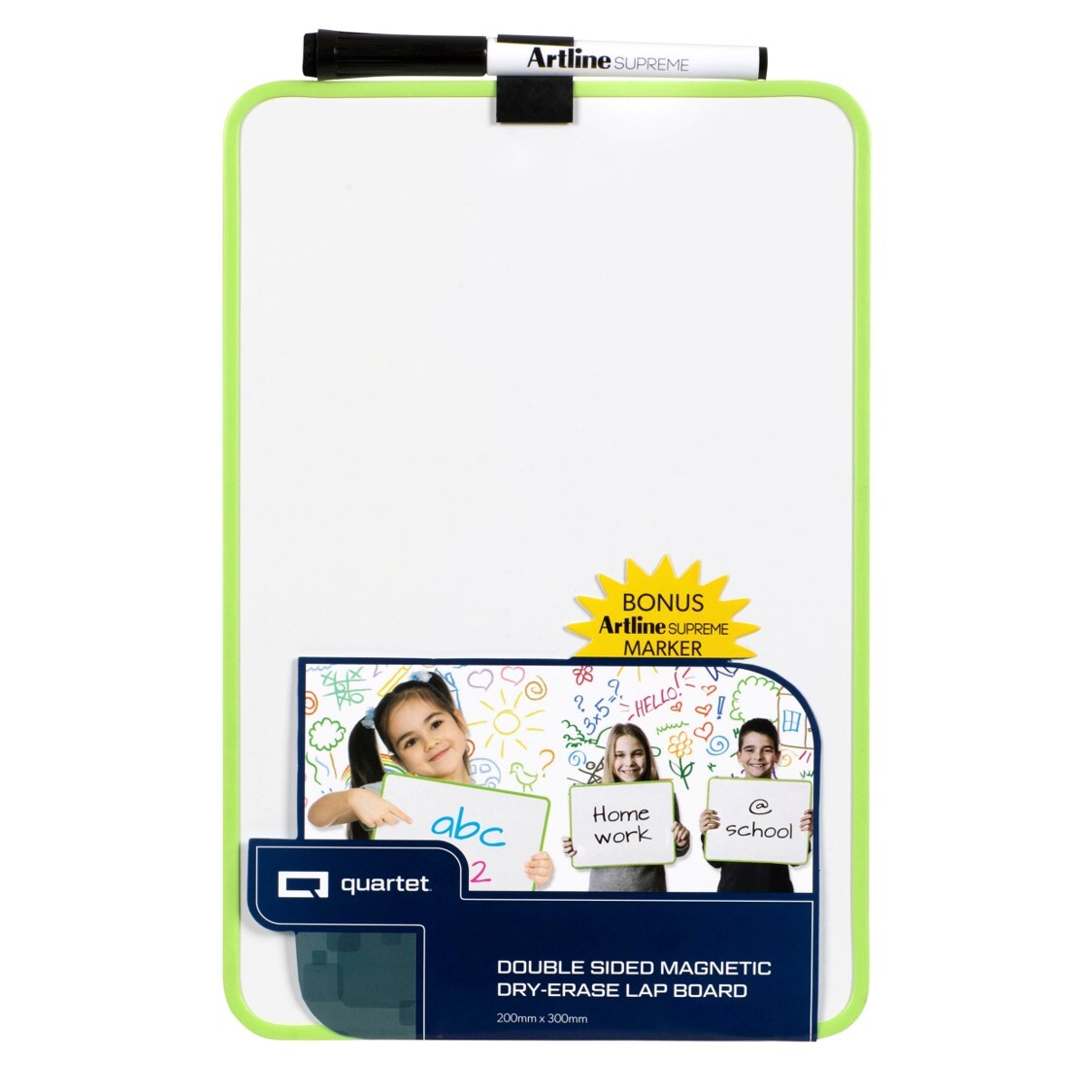 Quartet Whiteboard 200x300mm - 2 Sided Lap Board w/Artline Marker