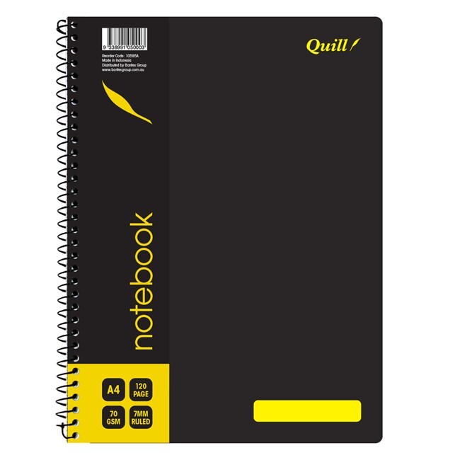 Quill Notebook A4 70gsm - Black 120 Pages (Pack of 10)