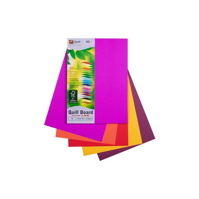 Quill Cardboard (A4) - 210gsm: Hot Assorted (Pack of 50)