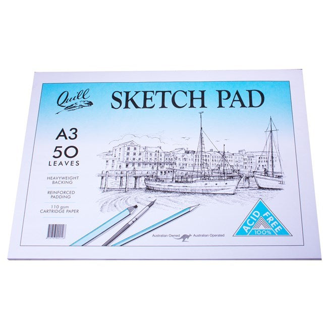Quill Sketch Pad (A3) - 110gsm Cartridge Acid Free: 50 Leaf (Pack of 5)