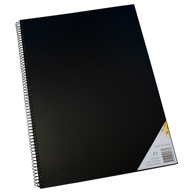 Quill Visual Art Diary - A3 Spiral Black Cover (60 Leaf)