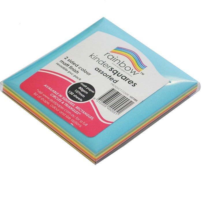 Rainbow Craft Paper (Squares) - Matt Double-Sided 127mm (Pack of 120)