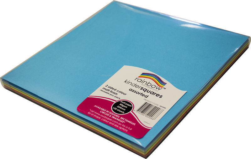 Rainbow Craft Paper (Squares) - Matt Double-Sided 254mm (Pack of 120)