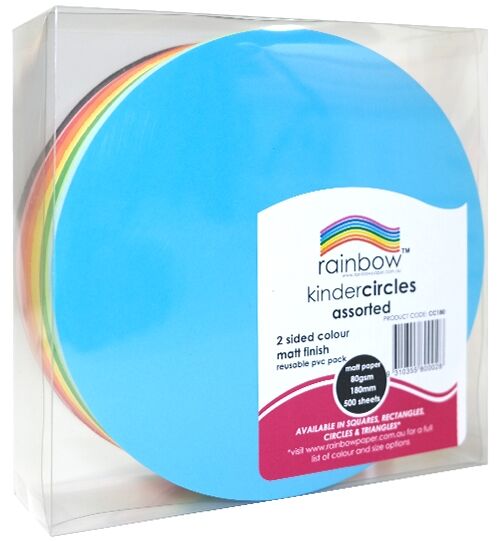 Rainbow Matt Circle 2 Side 80gsm 180mm 500 Sheets