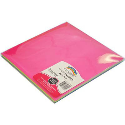 Rainbow Craft Paper (Squares) - Fluoro 250mm (Pack of 100)