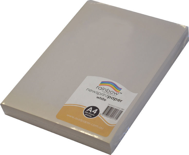 Rainbow Newsprint Paper - (A4) 49gsm White: Pack of 500