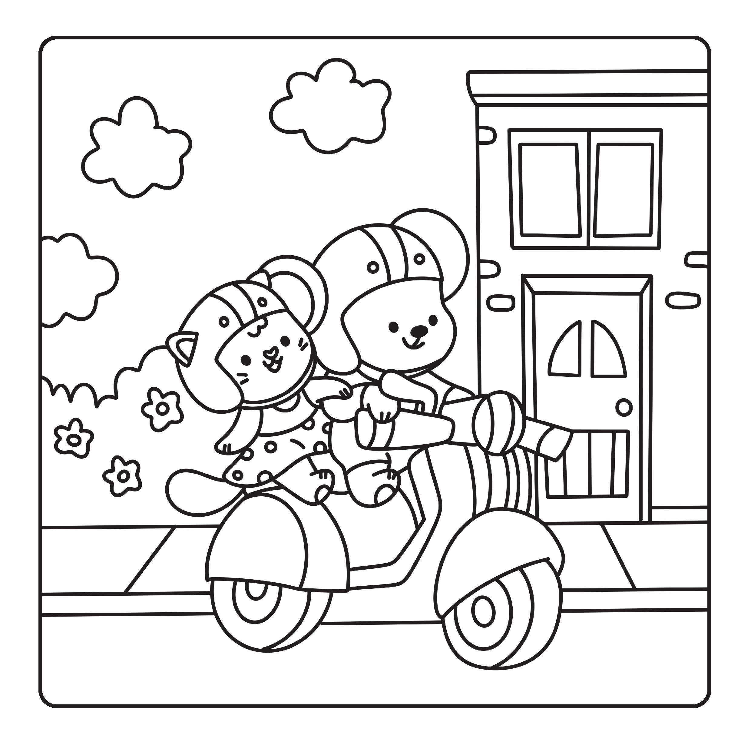 Happy Days - Scooty Cuties Cosy Colouring Kit — inside page 1