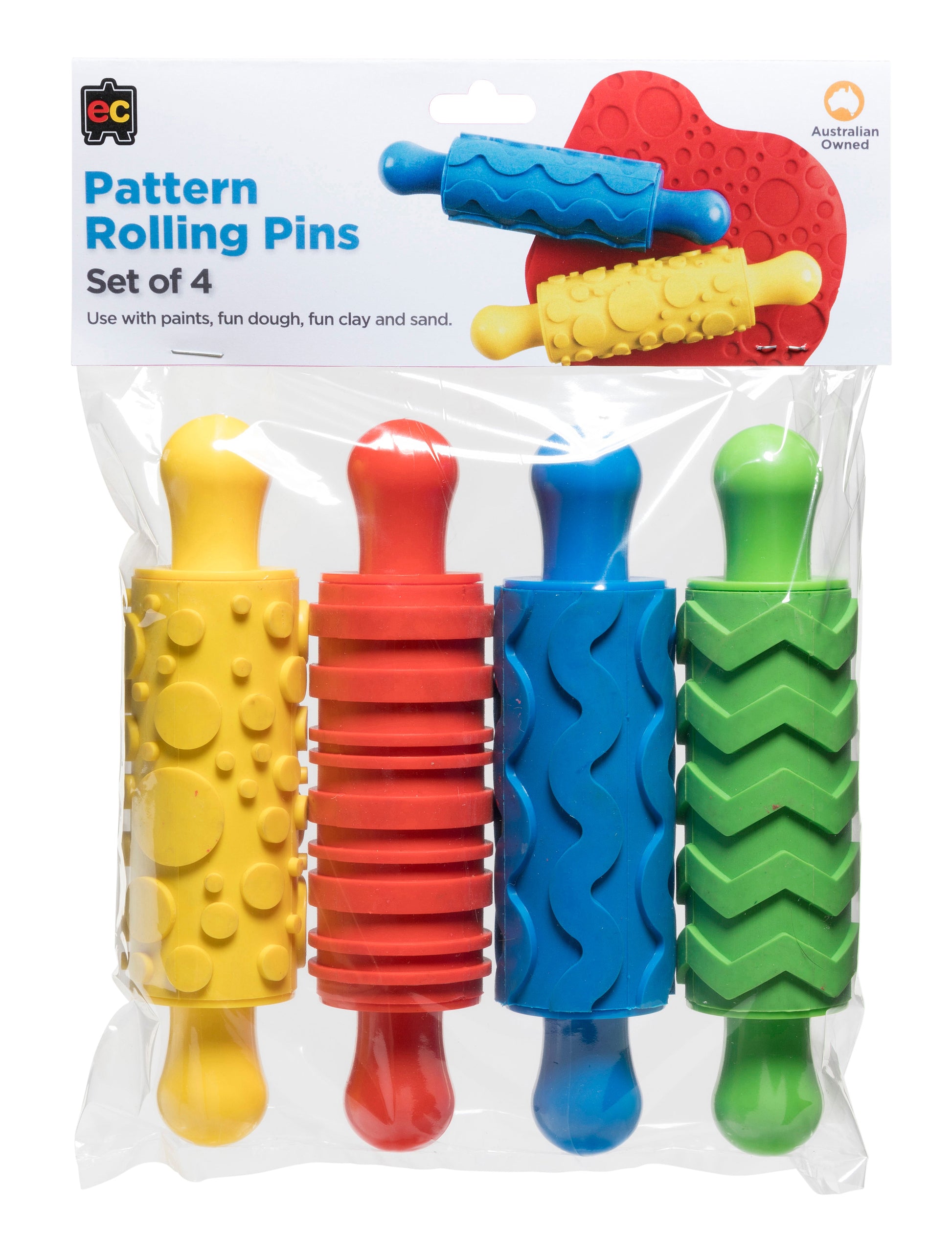 Rubber Patterned Rolling Pins: Set Of 4