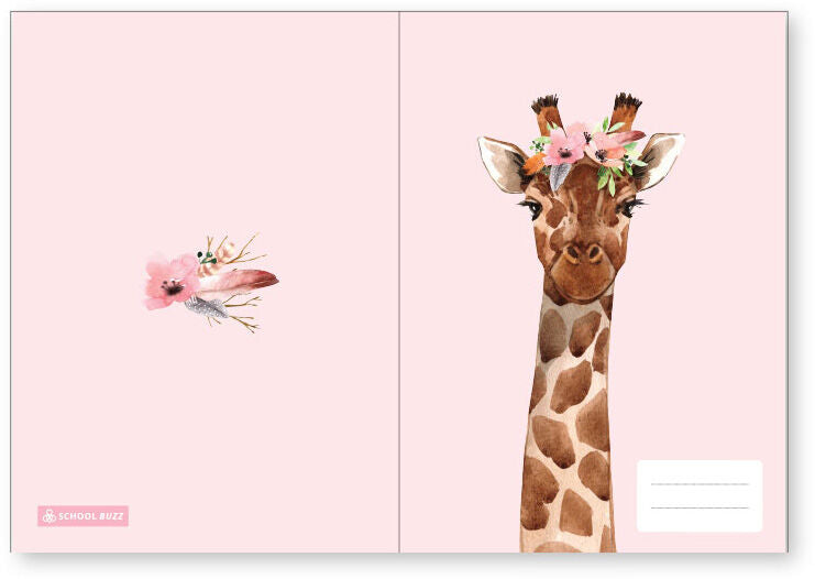 School Buzz Book Sleeves A4: Flower Giraffe - Pack of 6