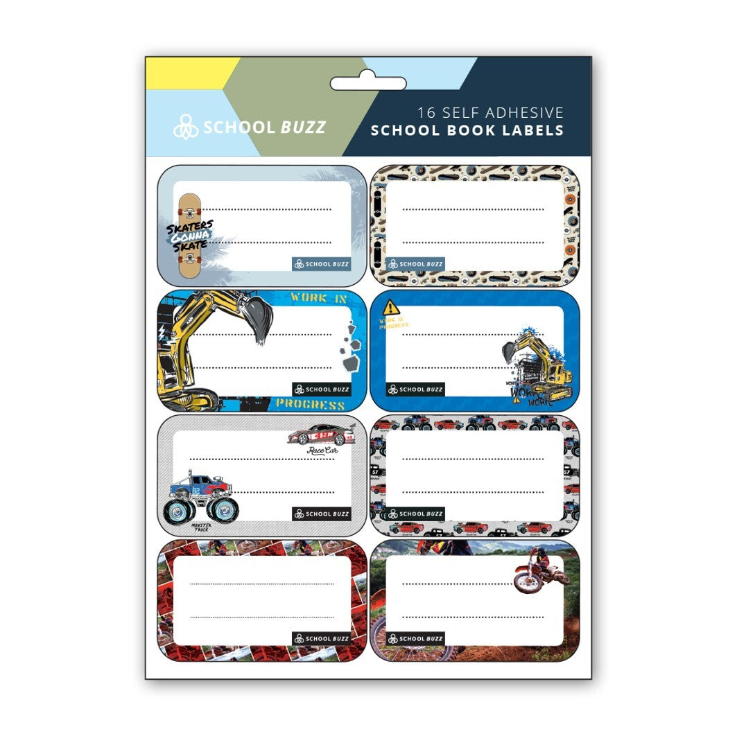 Name Labels (16x23cm) Boy Assorted Designs - Pack of 12