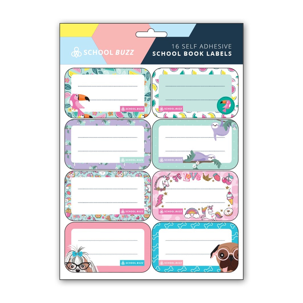 Name Labels (16x23cm) Girl Assorted Designs - Pack of 12