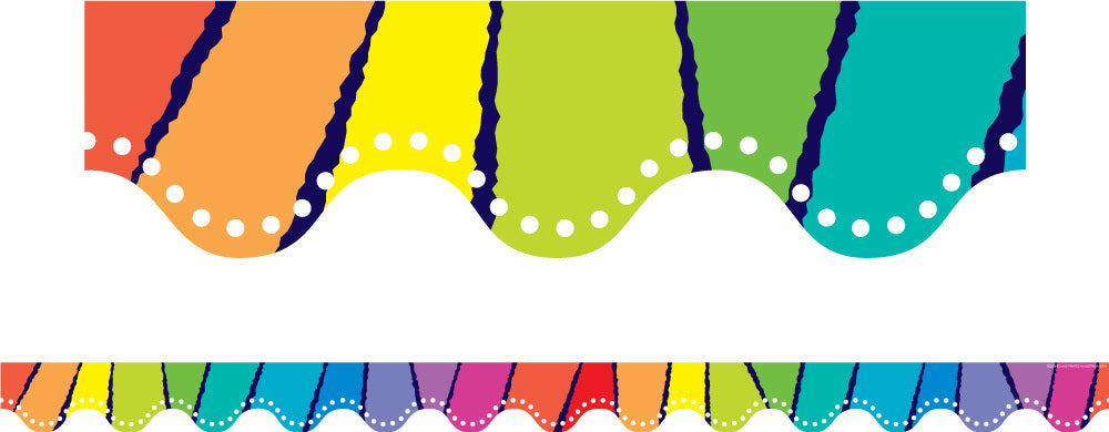 Rainbow Stripes Scalloped Border