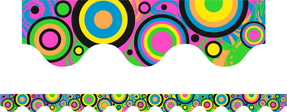 Fluoro Spots and Dots Scalloped Border