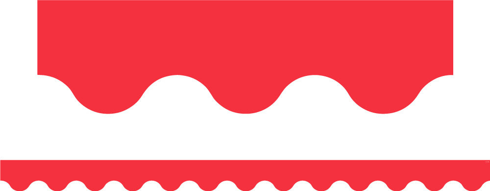 Primary Colours (Red) - Scalloped Border (Pack of 12)