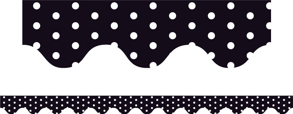 Black Polka Dots - Scalloped Borders (Pack of 12)