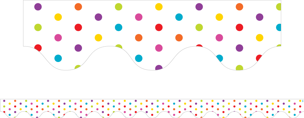 Multicolour Polka Dots (White) - Scalloped Borders (Pack of 12)