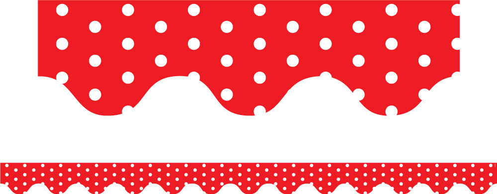 Red Polka Dots - Scalloped Borders (Pack of 12)