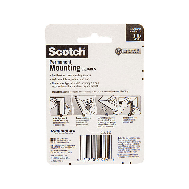 Scotch Mt Sqr 111P Indr 250mm (Box of 6)