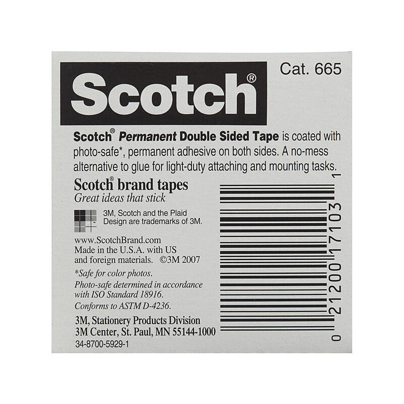 Scotch Double-Sided Tape 665 12mm (Box of 12)