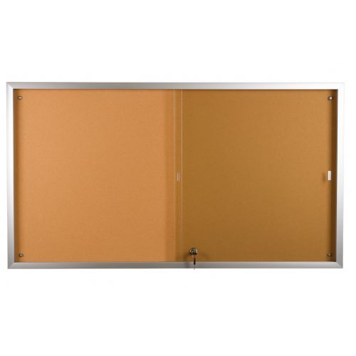 Visionchart BeNoticed Notice Case Sliding Door Lockable 1800 x 900mm Cork Pinboard (Special Order)