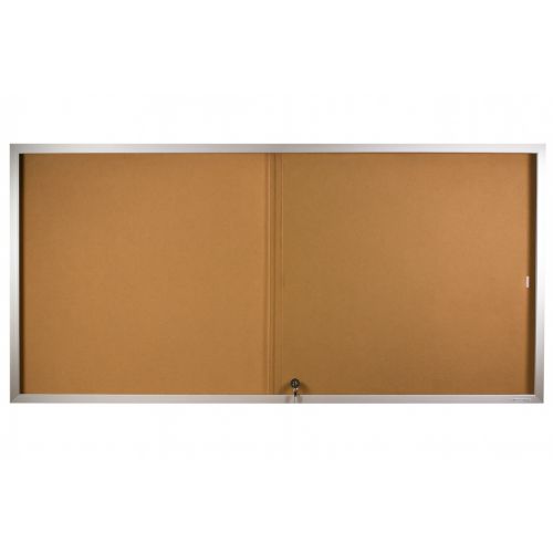 Visionchart BeNoticed Notice Case Sliding Door Lockable 2400 x 1200mm Cork Pinboard (Special Order)