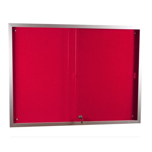 Visionchart BeNoticed Notice Case Sliding Door Lockable 1200 x 900mm Velour Pinboard (Special Order)