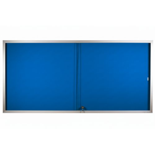 Visionchart BeNoticed Notice Case Sliding Door Lockable 2400 x 1200mm Velour Pinboard (Special Order)