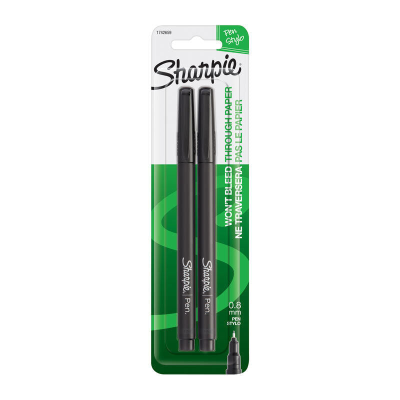 Sharpie Pen Fine Black - Pack of 2 (Box of 6)
