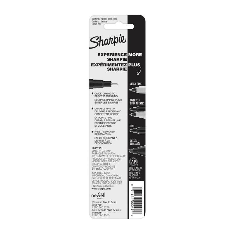 Sharpie Pen Fine Black - Pack of 2 (Box of 6)