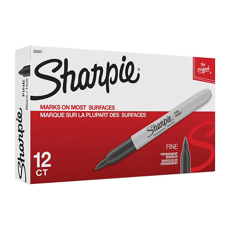 Sharpie Permanent Marker Fine Point Black - Pack of 12