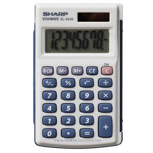 Sharp Calculator - El243S 8 Digit (Dual Power Hard Cover)
