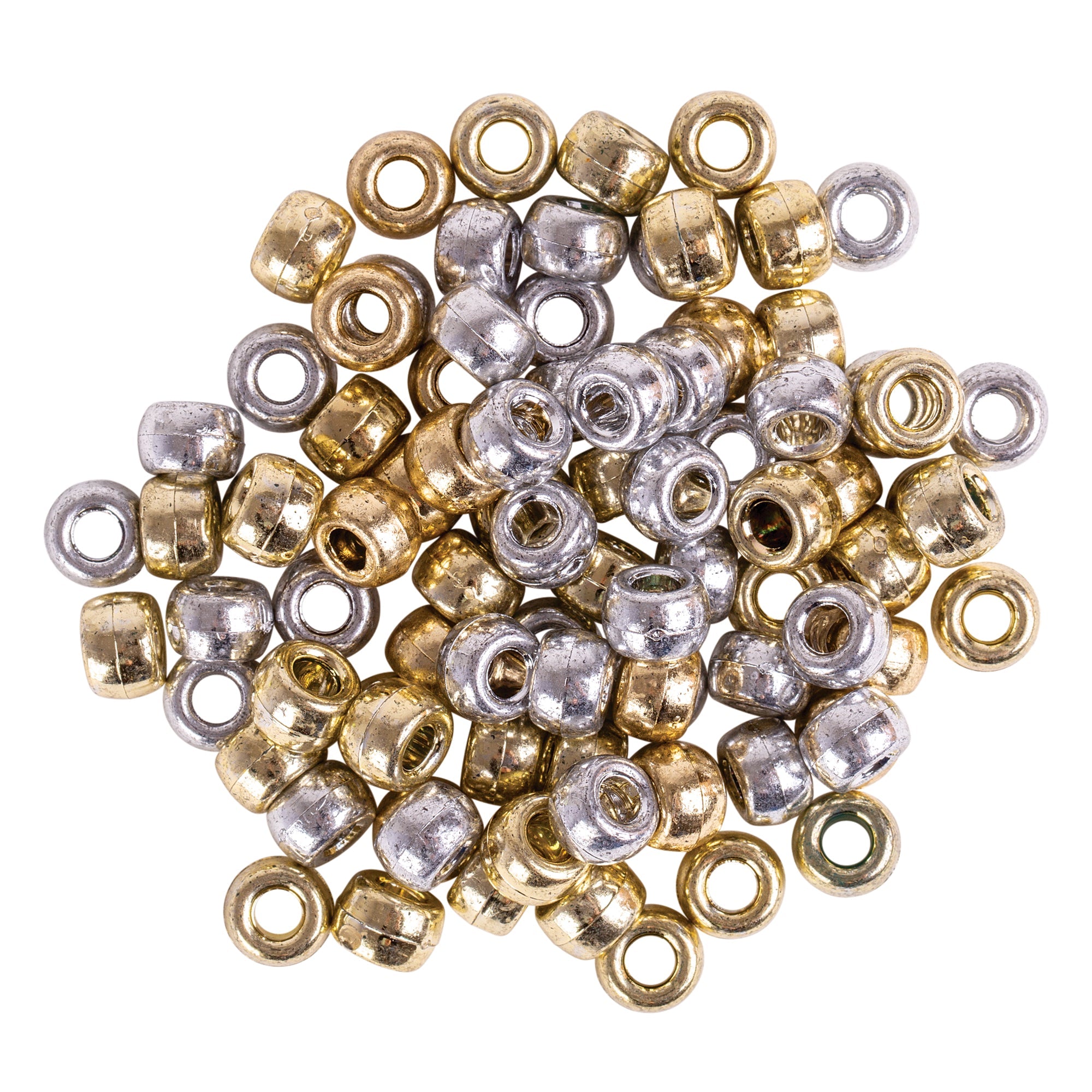 Plastic Pony Beads Gold & Silver 250g