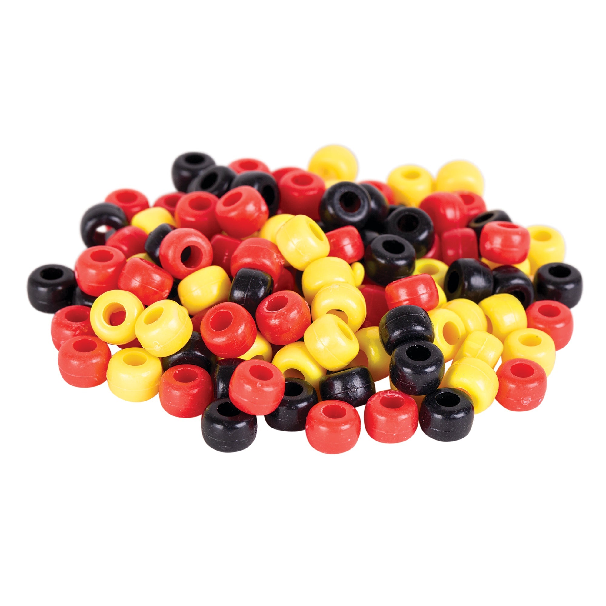 Plastic Pony Beads - Red, Yellow & Black - 250g