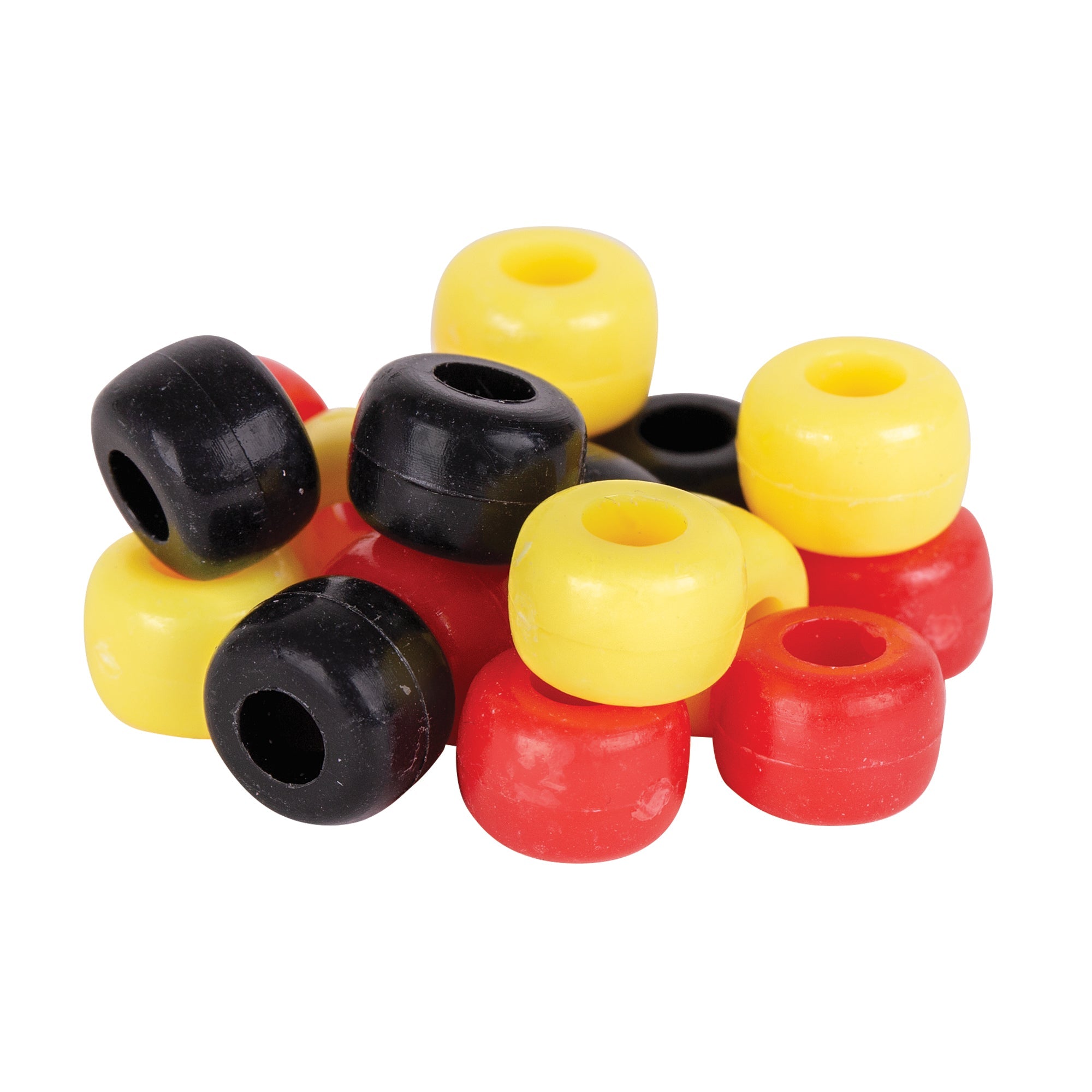Plastic Pony Beads - Red, Yellow & Black - 250g
