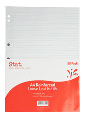 Stat Loose Leaf Reinforced Refills - A4 Ruled (Pack of 50)