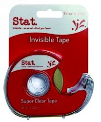 Stat Tape Invisible - 18mmx33m On Dispenser (Box of 12)