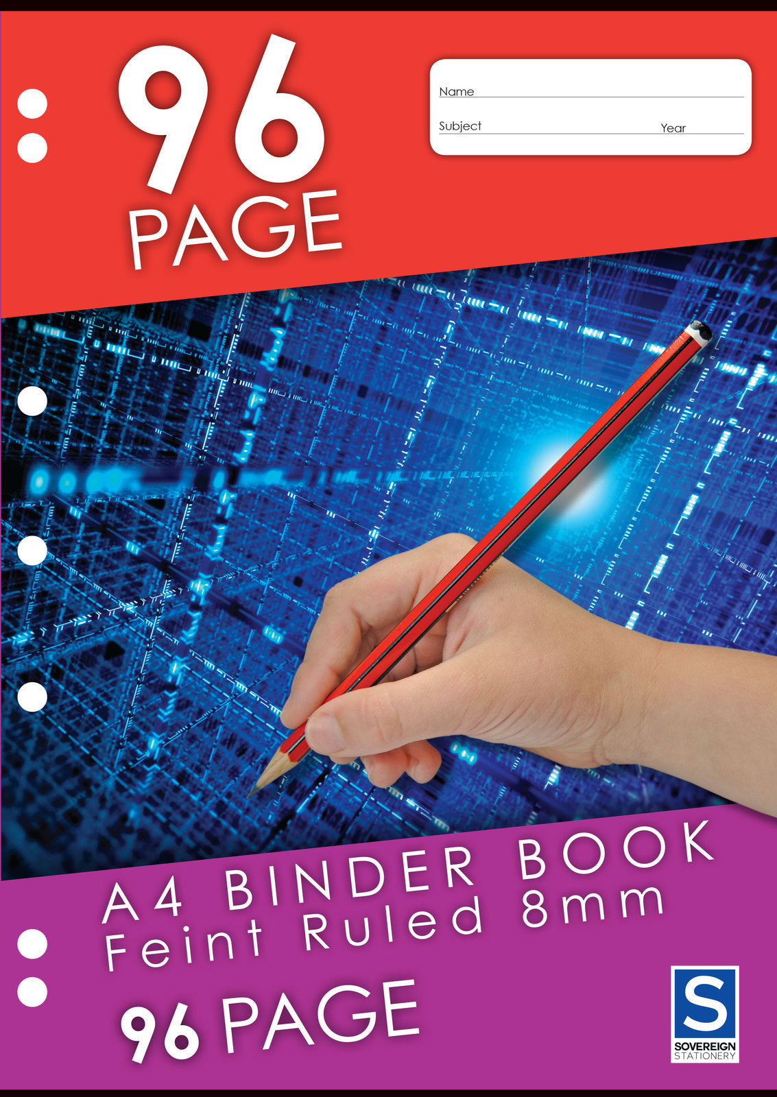 Sovereign Binder Book (A4) - 8mm Ruled: 96 Pages (Pack of 10)