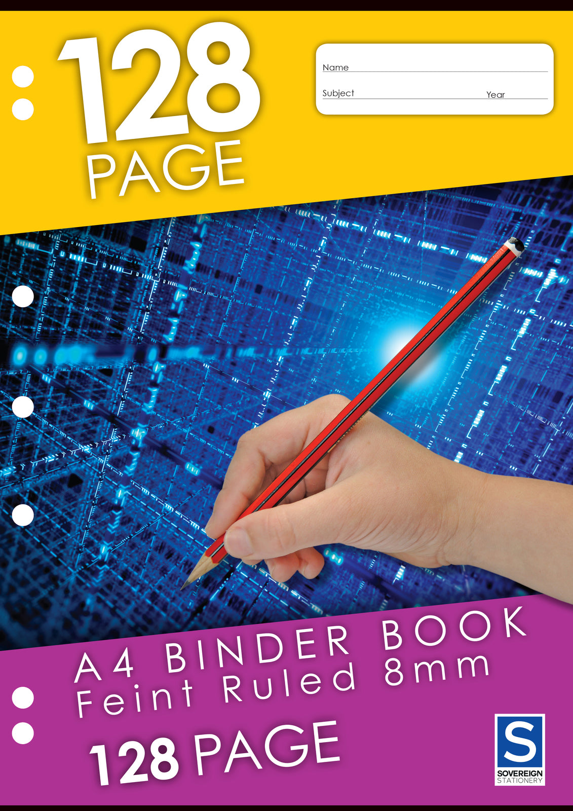 Sovereign Binder Book (A4) - 8mm Ruled: 128 Pages (Pack of 10)