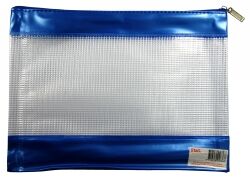 Stat Pencil Case - 278x200mm PVC Mesh: Zip Blue